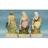 A pair of early-19th century Staffordshire pearlware square-based figures of Elijah and the widow