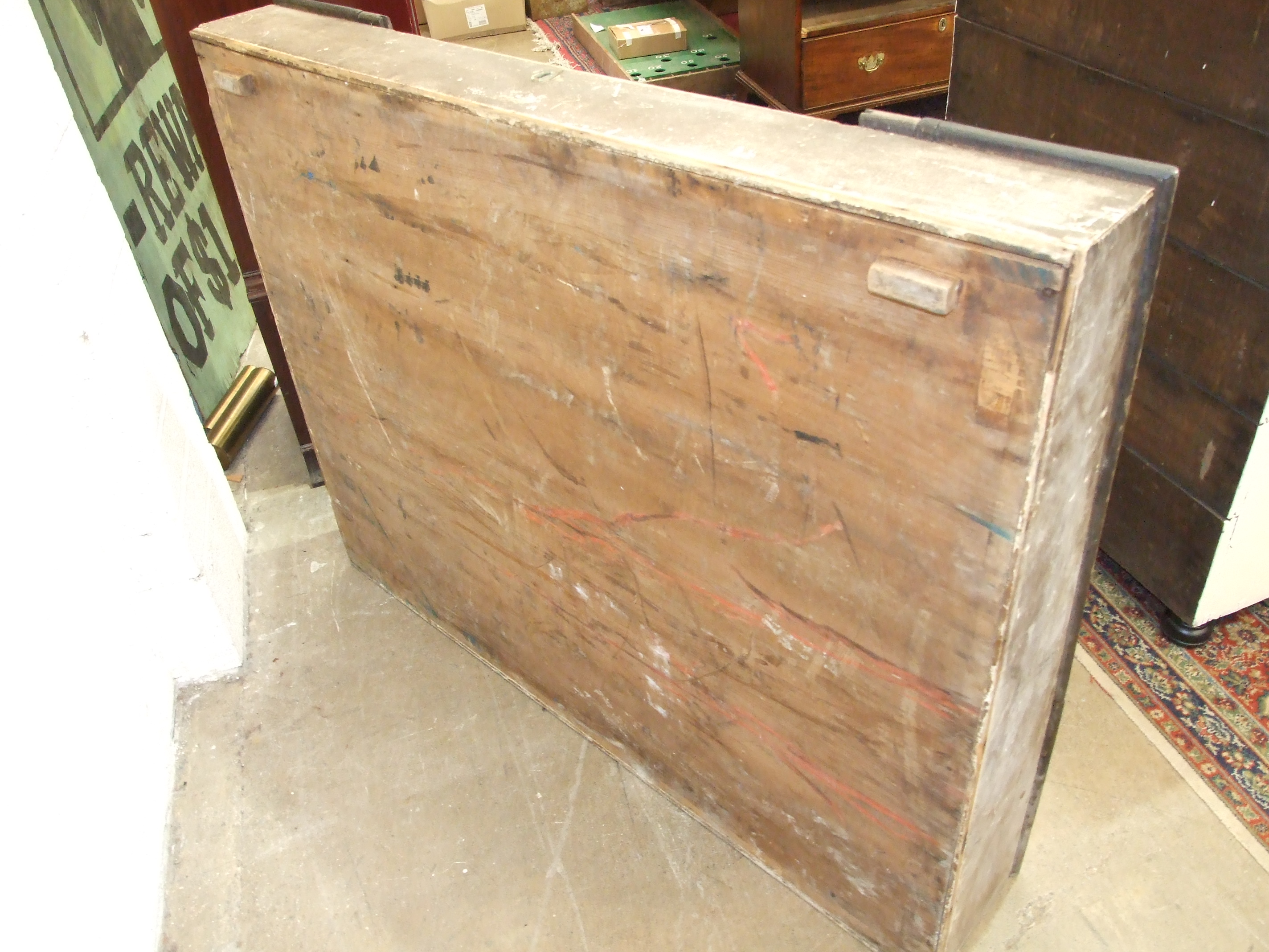 A 19th century grained wood and oak desk top, the slightly-sloped top with central hinged flap, - Image 3 of 5