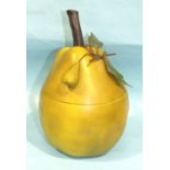 A retro plastic ice bucket shaped as a pear by Evers, with clear glass liner, 27cm high.