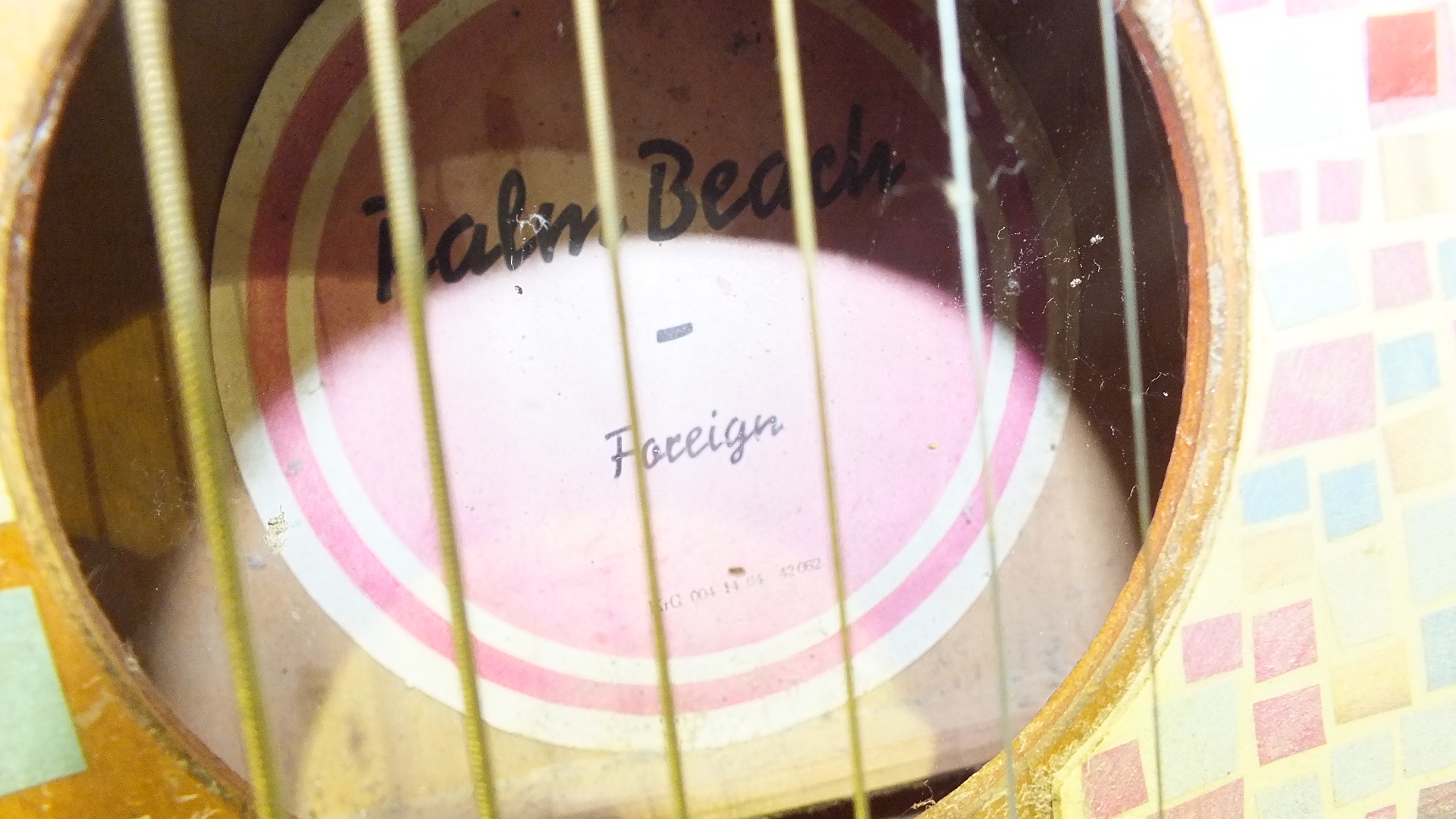 A 'Palm Beach' three-quarter-size guitar decorated all over with a mosaic of coloured paper 'tiles', - Image 2 of 2