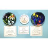 Two limited-edition Caithness glass paperweights, 'Nature Study' 12/200 and 'National Flowers' 12/