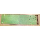 A large scratch-built 10-hole table-top bagatelle board with separate ramp, (no cues or balls),