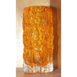 A Whitefriars textured bark cylinder shape tangerine glass vase, 16cm high.