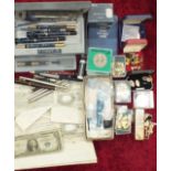 A collection of Parker and other pens, 1977 Jubilee Crowns and miscellaneous items.