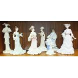 A collection of Coalport figurines, including 'High Society' and 'John Bromley', (some damages), (