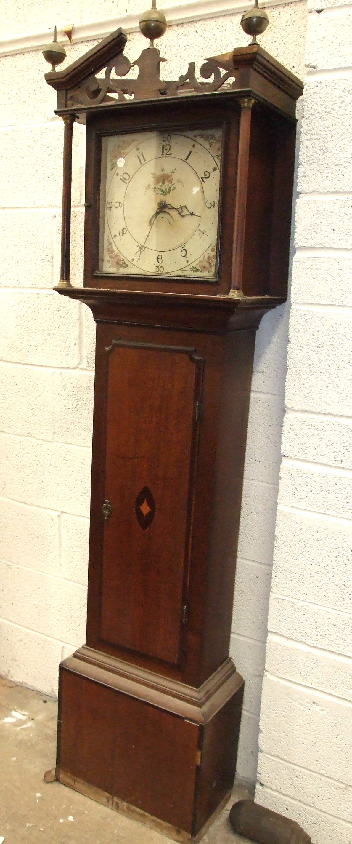 A 19th century mahogany long case clock with painted arched dial and bell-striking twin-train - Image 3 of 3