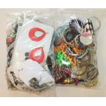 A quantity of costume jewellery, the contents of two bags.