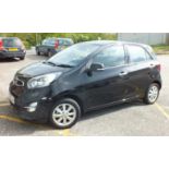 A Kia Picanto 5-door hatchback 1200cc petrol automatic motor car, black, 2200 miles, MOT 25/09/19.