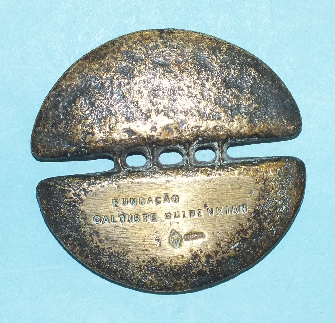 A 1969 souvenir bronze 'Calouste Gulbenkian' medallion, 7cm.
