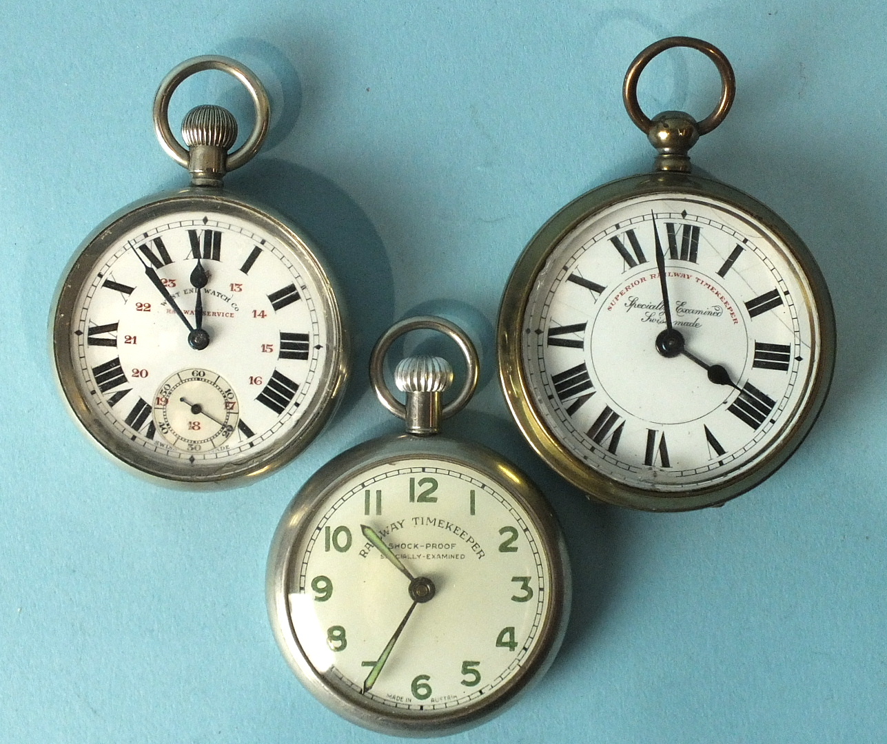 A West End Watch Company 'Railway Service' open-face keyless pocket watch, the white enamel dial