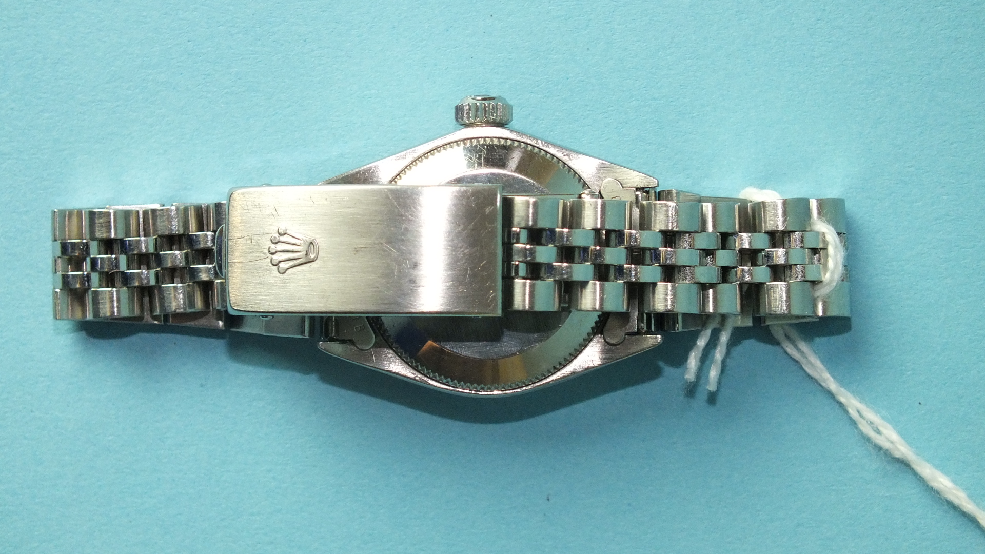 Rolex, a lady's Rolex Oyster Perpetual wrist watch with silvered dial, baton numerals and centre - Image 2 of 2