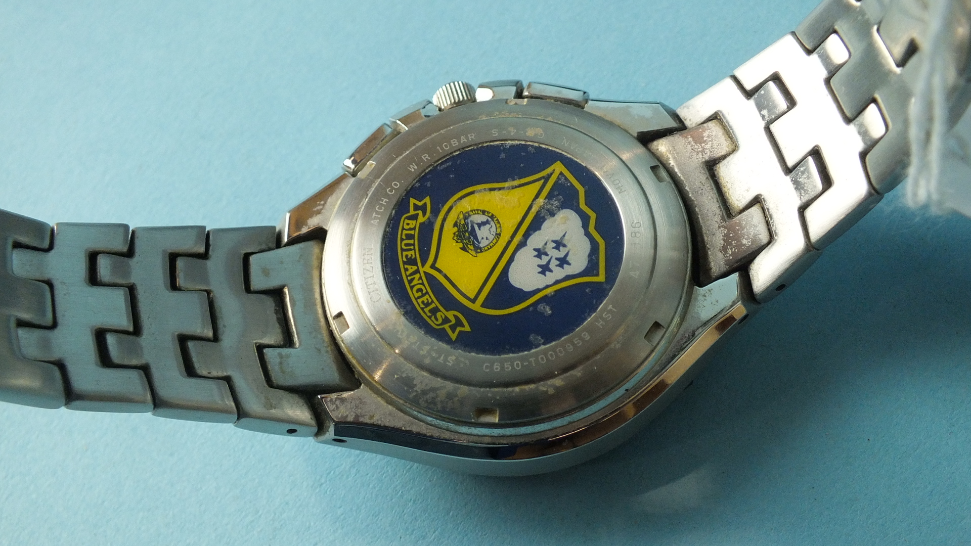 A gentleman's Citizen Eco-Drive Skyhawk wrist watch with steel case and bracelet, 'Blue Angels' - Image 2 of 3