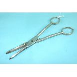 A pair of 19th century French silver grape scissors of plain design, 18.2cm, ___3.13oz.