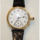 Longines, a gentleman's 18ct-gold-cased French watch, the white enamel dial with Arabic numerals and