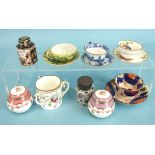 A group of English porcelain miniatures, including a Crown Derby tea caddy and cover, Coalport, etc,