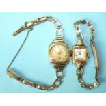 A lady's Yeoman 9ct-gold-cased wrist watch on 9ct gold bracelet, 15.3g and a lady's 9ct-gold-cased