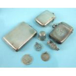 A silver Vesta case engraved 'Camp 1904', Birmingham 1904, another with engraved monogram, an