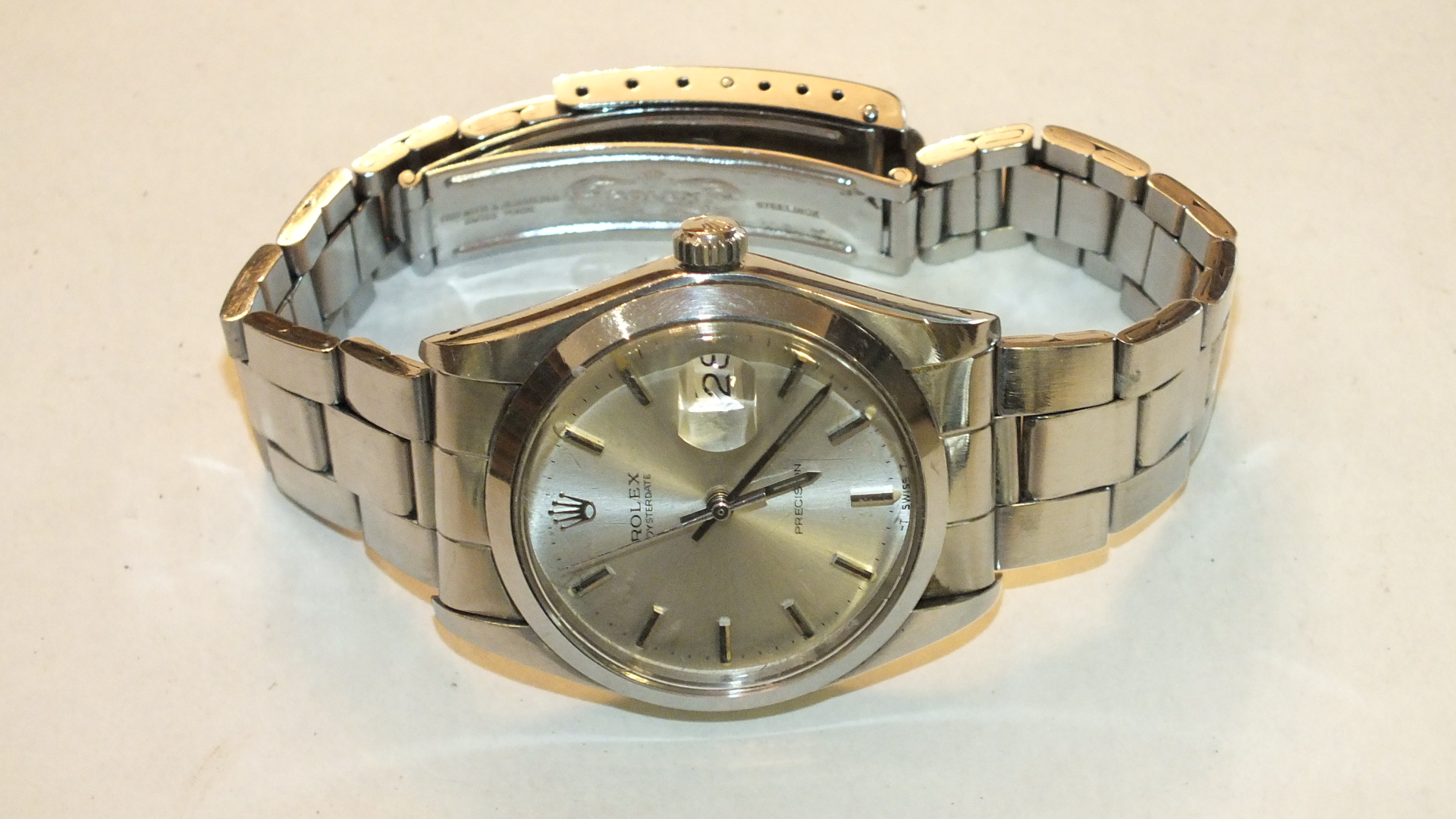 Rolex, Oysterdate Precision stainless steel wrist watch c1972/3, the circular dial with baton - Image 3 of 3