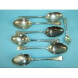 A collection of six silver Old English pattern tablespoons, 3x Sheffield 1933, 2x London 1915, 1x