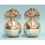 A pair of late-Victorian grenade-form table lighters, 9.5cm high, London 1901, (2).