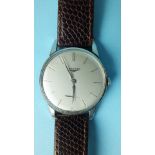 Longines, a gent's steel-cased wrist watch c1960's, the silvered dial with seconds subsidiary, 35mm,