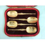 A set of four Edward VII silver gilt coronation anointing spoons, maker Wakely & Wheeler, London