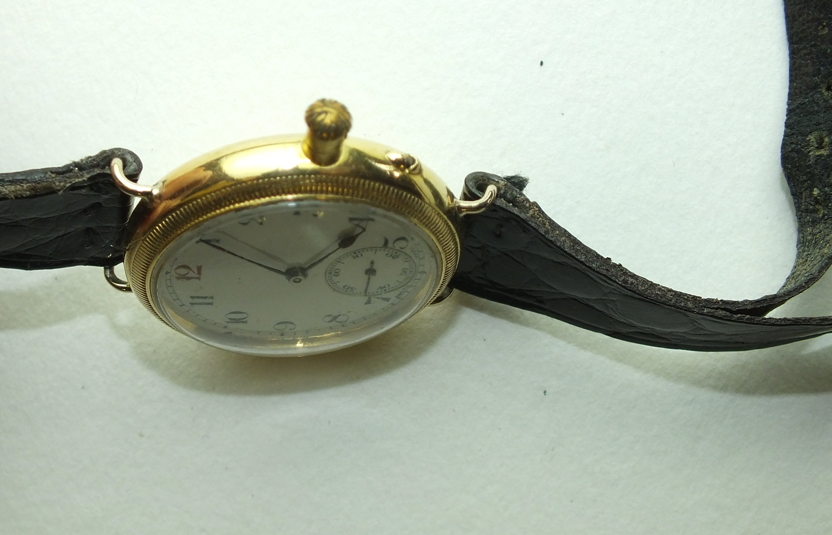 Longines, a gentleman's 18ct-gold-cased French watch, the white enamel dial with Arabic numerals and - Image 4 of 4