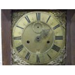 An early-19th century twin-train bell-striking clock movement with associated 10'' brass dial,