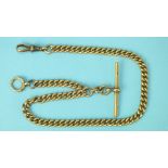 A 15ct gold curb-link half-Albert watch chain, 36cm long, 55g.