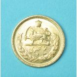 An Iranian half-Pahlavi gold coin, 4g.