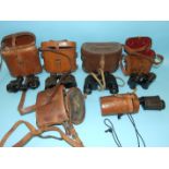 Various military binoculars in poor optical condition, (10).