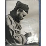 A signed black and white photograph of John Mills as Scott of the Antarctic, inscribed "Dear
