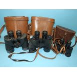 Two pairs of military binoculars by REL Canada, 1945, 7 x 50, cased and another, 6 x 30, 1943, in