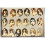 WD & HO Wills oval miniatures (metal) 18/25, 'Mrs Siddons', 'Nell Gwyn', 'Mary Davis', 'Henrietta