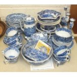 Forty pieces of Spode 'Italian' blue and white teaware, (blue factory mark), nine similar pieces, (