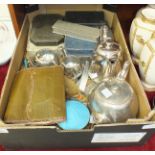 A quantity of boxed cutlery and other platedware.