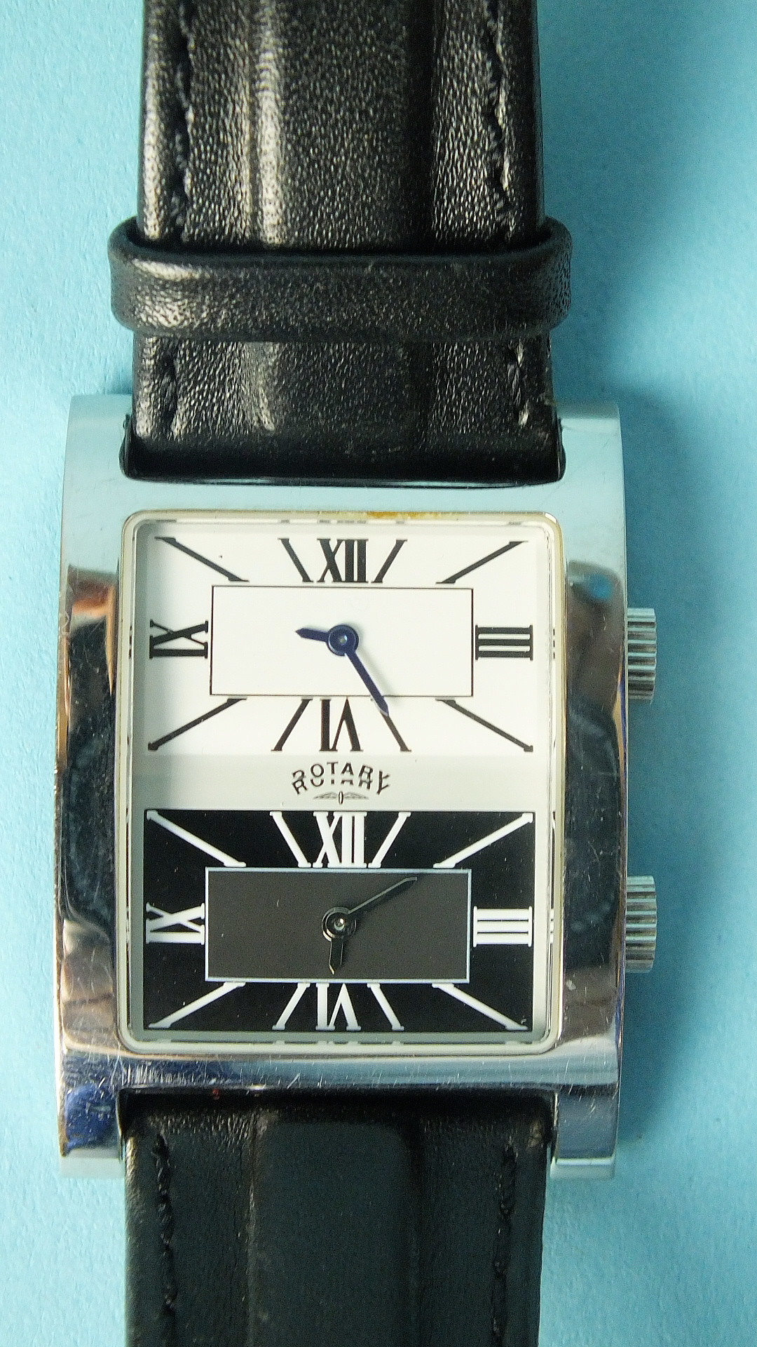 Rotary, a gent's Dual Time Zone wrist watch, model no.GS02239, the rectangular face with two
