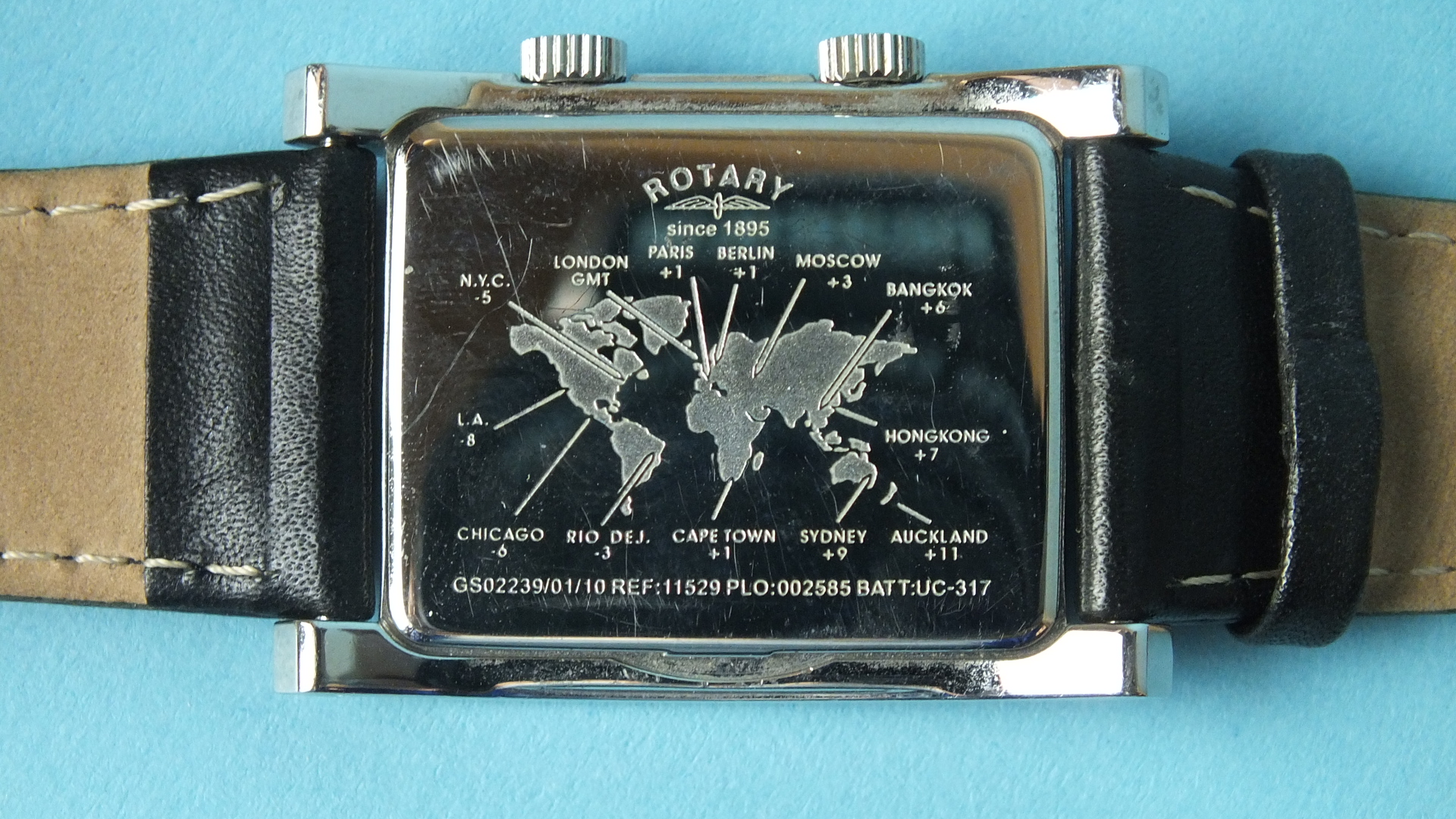 Rotary, a gent's Dual Time Zone wrist watch, model no.GS02239, the rectangular face with two - Image 2 of 3