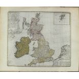An 18th century hand-coloured map of The British Isles, Tobia Majero, 1749, 46 x 54cm.