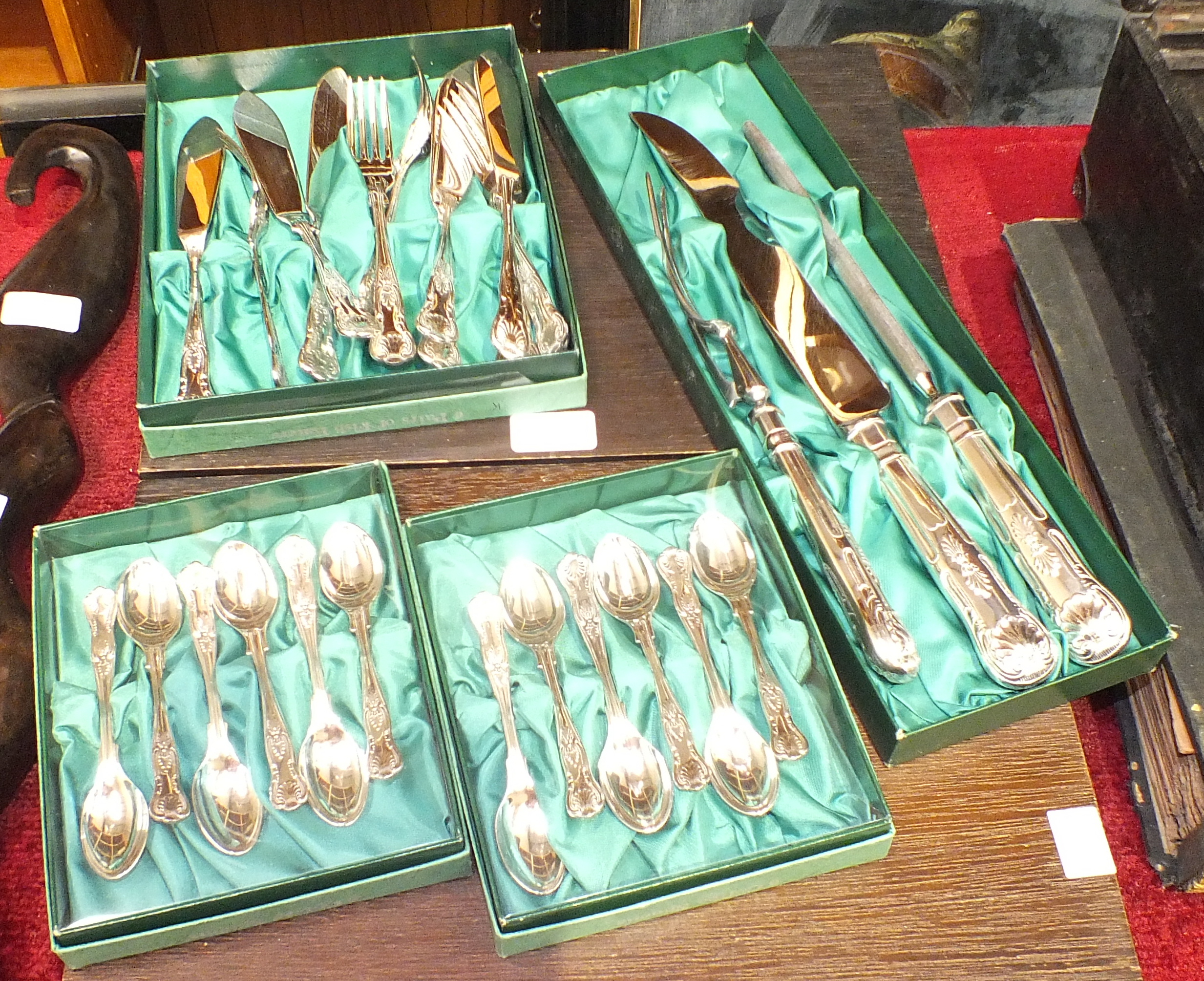 Two cased canteens of plated kings pattern cutlery and other boxed cutlery. - Image 3 of 3