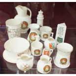 Approximately forty pieces of crested ware, including Arcadian 'Little Bird' with flapper, (