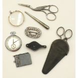 A Georgian paste buckle, a 1940's/50's Tavannes top-wind pocket watch and other items.