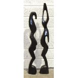 Two Nigerian abstract ebony figures, 70.5cm and 61.5cm high, (2).