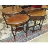 An Edwardian mahogany circular-top occasional table on slightly-curved turned legs united by an X-