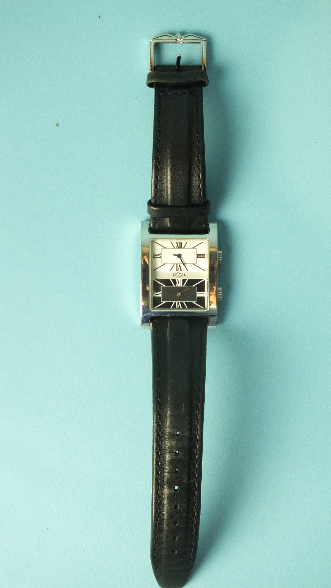 Rotary, a gent's Dual Time Zone wrist watch, model no.GS02239, the rectangular face with two - Image 3 of 3