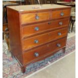 A 19th century mahogany straight-front chest of two short and three long drawers, 92cm wide, 92cm