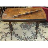 A late-Victorian inlaid and stained wood rectangular table, (a/f), an oak occasional table with