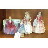 Four Royal Doulton figurines, 'Sweet and Twenty' HN1589, 9cm, 'Ruby' HN1724, 14cm, 'Cerise'
