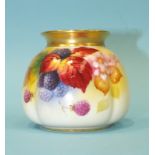 A 20th century Royal Worcester vase of squat form, shape No.158, decorated with autumn leaves and