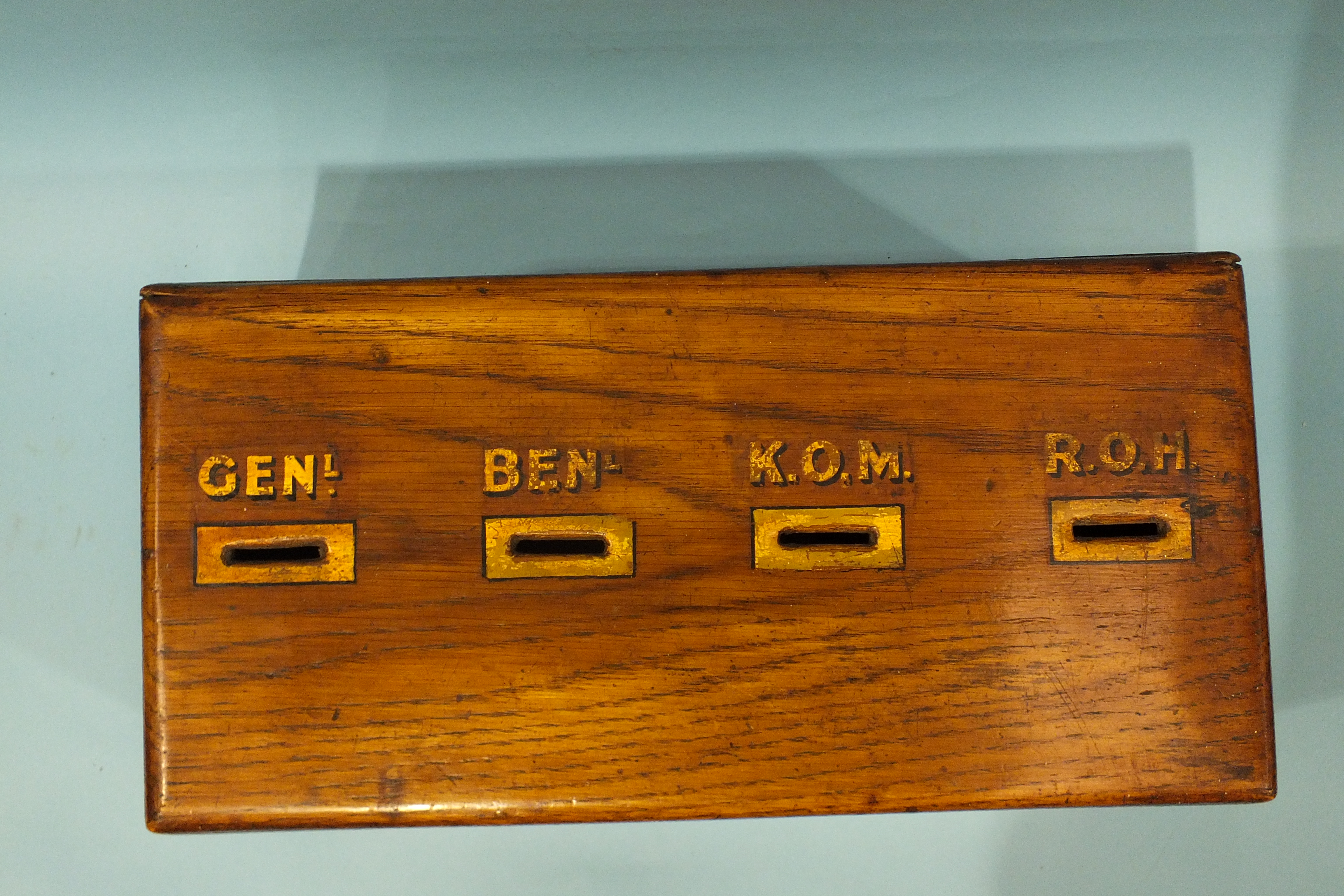 An oak ballot box of Masonic interest, 'Gordon Lodge No.5866', 41cm. - Image 3 of 6
